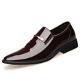 thumbnail image 6 of Men's Patent Leather Pointed-Toe Loafers - Formal Slip-On Dress Shoes with Metal Buckle, 6 of 8