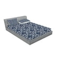 thumbnail image 2 of Ambesonne Navy Blue Fitted Sheet & Pillow Sham Set, Floral Botanic Design, Full, Dark Blue White, 2 of 2