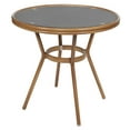 thumbnail image 2 of BizChair Indoor/Outdoor Commercial Bistro 31.5" Table, Black Textilene, Glass Top, Bamboo Print Aluminum Frame in Natural, 2 of 10