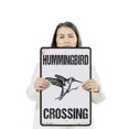 thumbnail image 3 of Hummingbird Crossing 13 Inch x 20 Inch Novelty Plastic Sign Hover Zone Keep Clear Durable Weatherproof UV Protected Perfect for Gardens Porches Feeders Fun Gift for Bird Lovers, 3 of 6