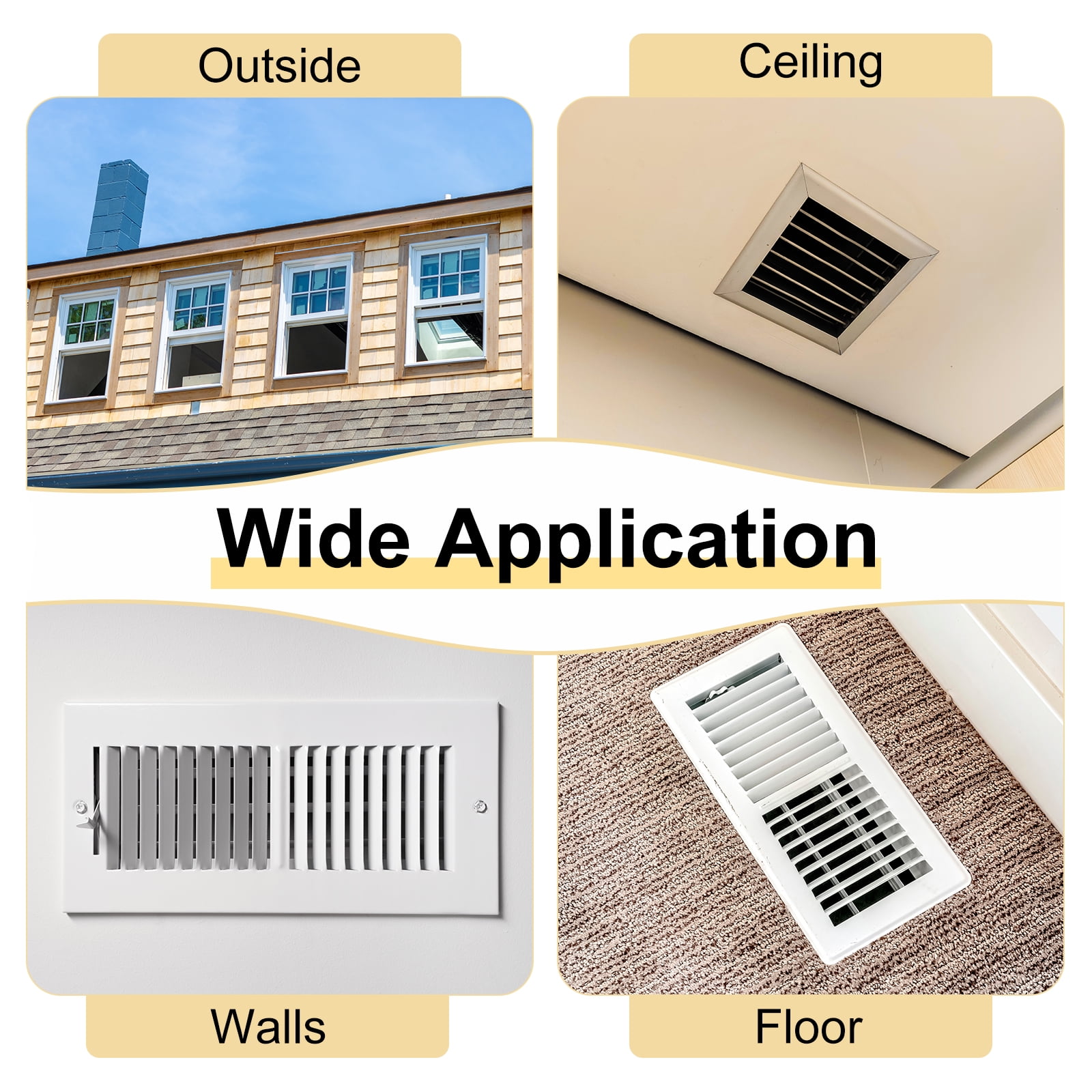 3Pcs Rectangle Magnetic Vent Covers, 12"x5.5" Floor Air Vent Blocker Covers Register Sound Proof Covers for Home Floor Wall Ceiling Vents (White)