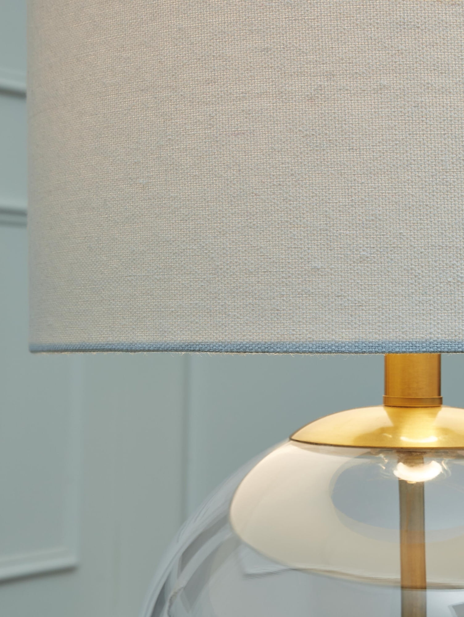 Signature Design by Ashley Contemporary Samder Table Lamp  Clear/Brass Finish