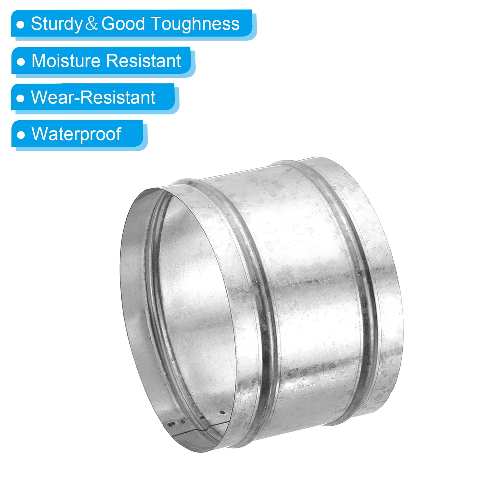 Uxcell 5.9" Duct Connector, 1 Set Galvanized Iron Duct Coupling Vent Coupler Dryer Pipe Coupling Hose Extension Connector with Duct Clamps for HVAC Exhaust Fan Vent Systems, 4" Long