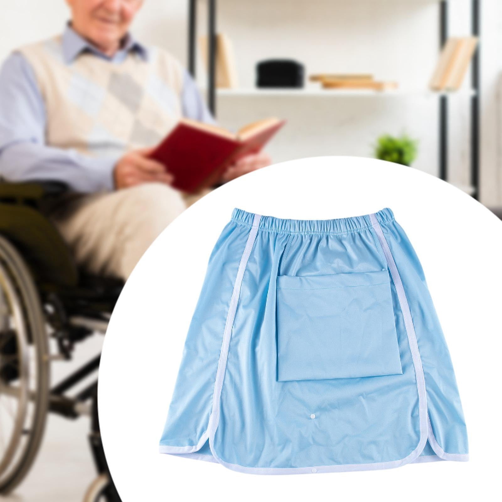 Serenable Adult Diaper Skirt Incontinence Bed Pad,Lightweight Washable Portable with Pocket Skirt Bed Mat for Disabled Bedwetting Blue 3XL