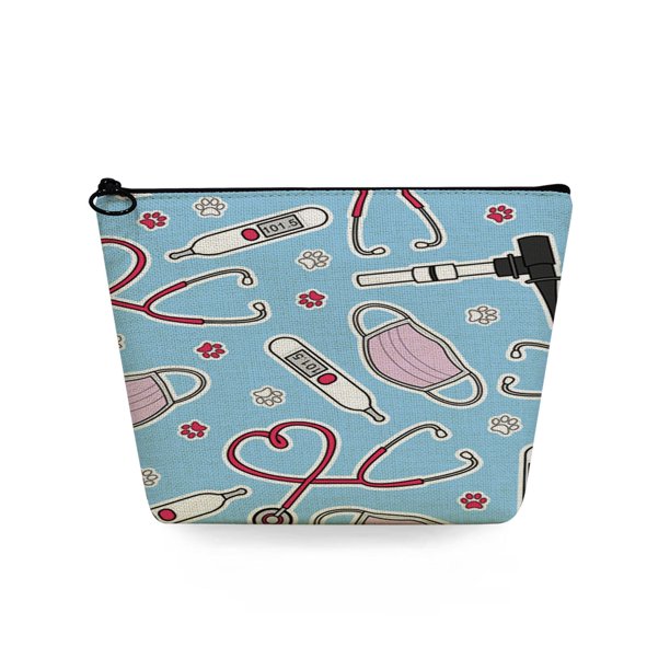 Neceser portátil de viaje para mujer, bolsa de cosméticos, organizador de maquillaje, transferencia de calor, estampado de dibujos animados, dentista, enfermera, Diseñador LIUWENJING unisex