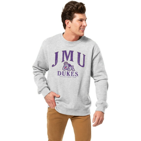 Men's-League Collegiate Wear Heather Gray James Madison Dukes Essentials 2.0 Pullover Sweatshirt