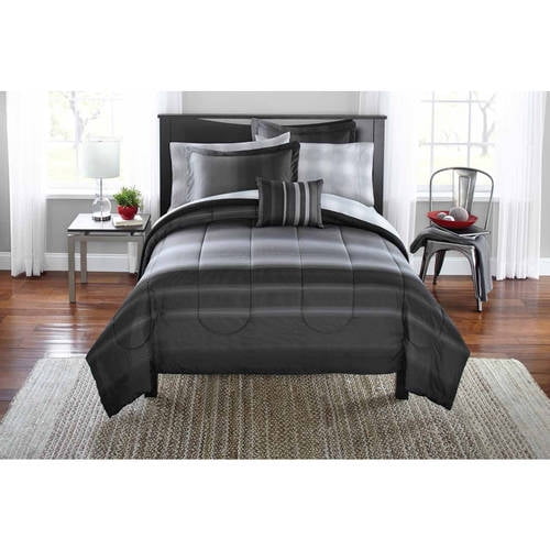 Mainstays Queen Ombre Bed in a Bag Bedding Set, 8 Piece