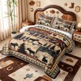 thumbnail image 3 of meiyoeat Moose Cabin Quilt Full,Jungle Animal Deer Full Bedspread Sets For Boys,Red Black,3-Piece,1 Coverlet and 2 Pillowcases, 3 of 7