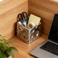 thumbnail image 5 of Cheese Pencil Holder, Ceramics Cheese Pen Holder for Desk Cute Pencil Holders Cup Organizer Makeup Brush Holder Stationery Fork Spoon Storage,3.15X3.15 in （Silver）, 5 of 6