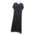 thumbnail image 3 of Asxite Womens Pajamas Solid Rayon Stretchy Breathable Crew Neck Short Sleeve Nightgowns, 3 of 5