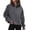 Grey, variant on Women Fashion Sweatshirts Solid Half Zipper Stan Collar Long Sleeve Casual Cropped with Pocket Loose Fit Pullover Tops Coffee
