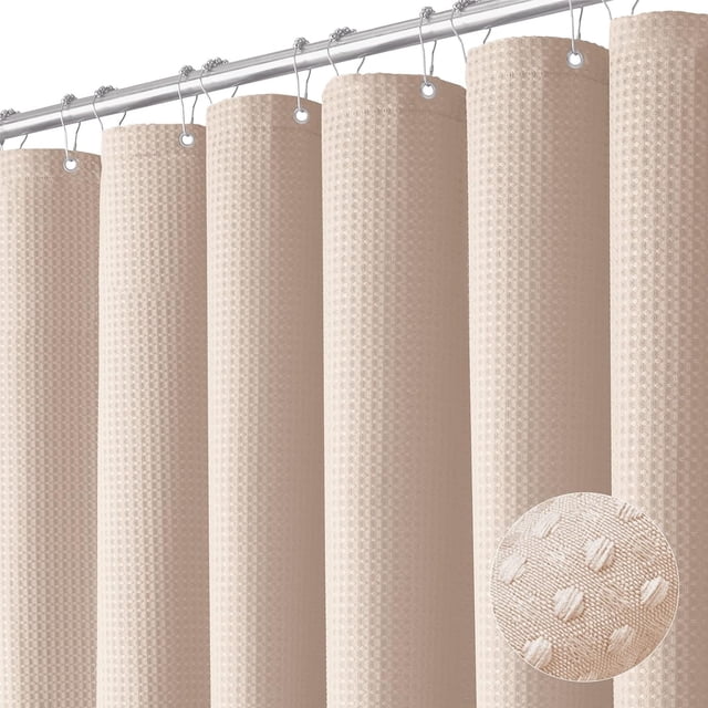 Dynamene Cortina de ducha verde salvia – Cortinas de ducha de tela gruesa con textura de gofre para baño, 256 g/m², juego de cortinas de baño de tela de poliéster con 12 ganchos de plástico, 72 ancho