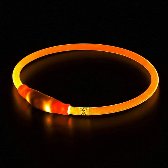 LED Dog Collar, USB Rechargeable, Glowing pet Dog Collar for Night Safety, Fashion Light up Collar for Small Medium Large Dogs（Orange）