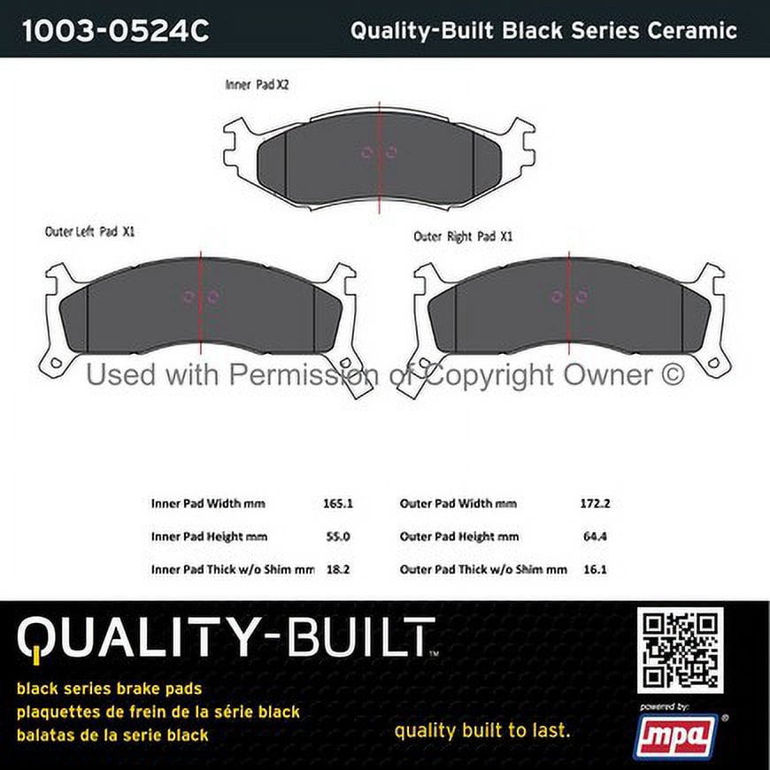 Mpa Electrical 1003-0524C Quality Built Black Series Ceramic Brake Pads W/