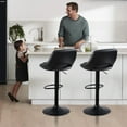 thumbnail image 2 of Swivel Bar Stools Set of 2, Adjustable PU Leather Barstools Chairs with Hollow Back, Upholstered Counter Height Stools with Black Base for Kitchen Dining Pub Cafe, Black, 2 of 8