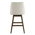 thumbnail image 2 of Armen Living Branson Brown Solid Wood Upholstered 30" Bar Height Swivel Barstool with Beige Fabric Seat, 2 of 8