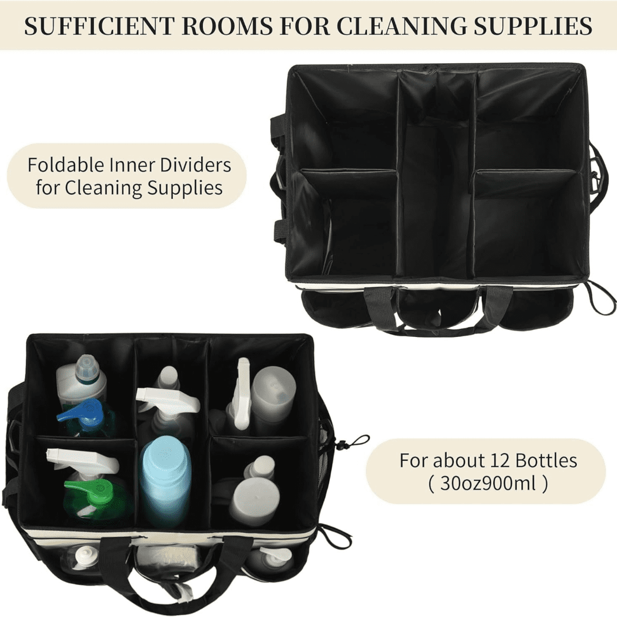 SpaceMuse Wearable Cleaning & Tool Storage Bag with Adjustable Strap & 15 Storage Pockets, Multifunctional Organizer for Cleaning Supplies & Tools