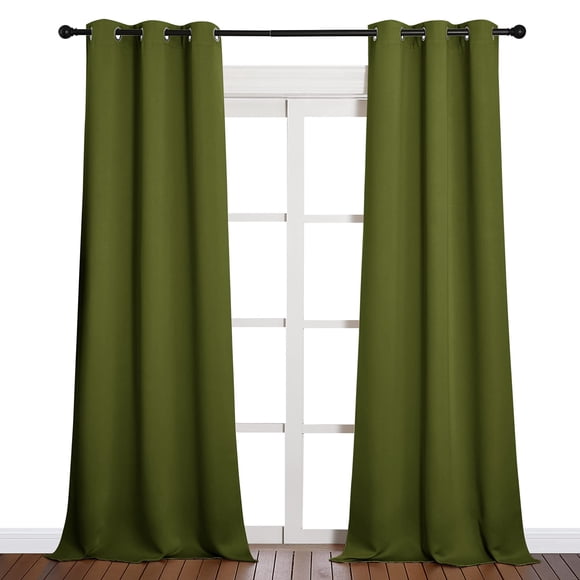Cortinas opacas NICETOWN con puerta de cristal para patio, color verde oliva