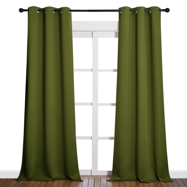 Cortinas opacas NICETOWN con puerta de cristal para patio, color verde oliva