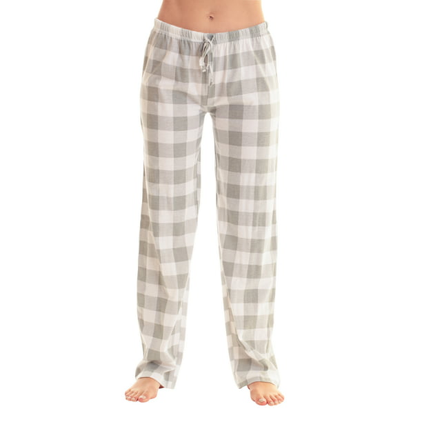 Just Love Women Buffalo Plaid Pajama Pants Sleepwear (Grey White ...
