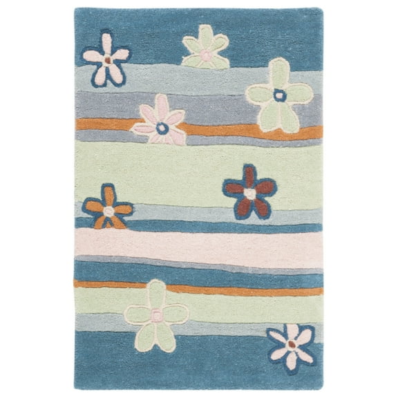 SAFAVIEH Kids Clement Star Floral Area Rug, Blue/Multi, 5' x 8'