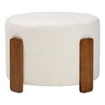 thumbnail image 2 of Baxton Studio Finlay Cream Boucle Fabric and Brown Wood Ottoman Footstool, 2 of 7