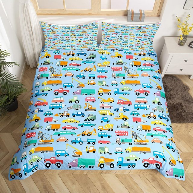 Funda Nórdica Excavadora Decoración Dormitorio para Niños Camión Construcción Funda Nórdica