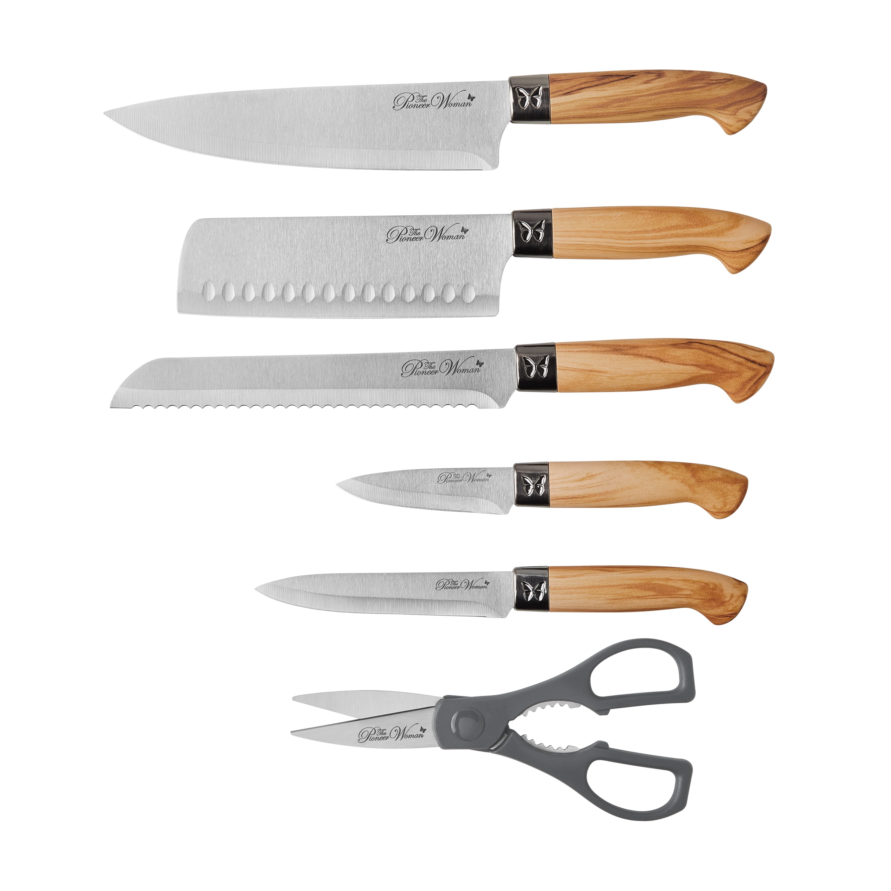 The Pioneer Woman 11-Piece Stainless Steel Knife Block Set, Charcoal Speckle