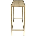 thumbnail image 6 of DecMode 37" x 28" Beige Marble Slim Rectangular Console Table with Hammered Gold Metal Legs, 1-Piece, 6 of 9