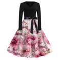 thumbnail image 6 of Christmas Dresses for Women Ladies' Christmas Printed Casual And Fashionable V-neck Long Sleeved Dress for Holiday Festive,Pink,2XL, 6 of 7