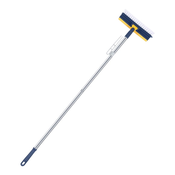 TopLLC 4 in 1 Floor Brush Scrubber with Long Handle, Rotatable V-Shape Floor Scrub Brush Corner Crevice Cleaning Brush with Squeegee Trash Picker and Shovel, Grout Brush for Bathroom Kitchen Window