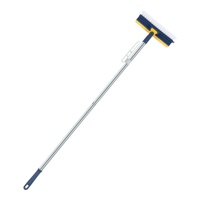 TopLLC Brosse à Récurer pour Plancher 4 en 1 avec Long Manche, Brosse à Récurer Rotative en Forme de V pour Plancher, Brosse de Nettoyage pour Crevasses d'Angle avec Raclette, Ramasse-Poubelle et Pelle, Brosse à Coulis pour Fenêtre de Salle de Bain et Cuisine