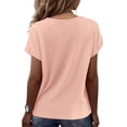 thumbnail image 5 of Relaxed V Neck Top with Short Sleeves and Soft Drapey Fabric for Women Who Want Effortless Style from Spring to Fall Pink XXL, 5 of 5
