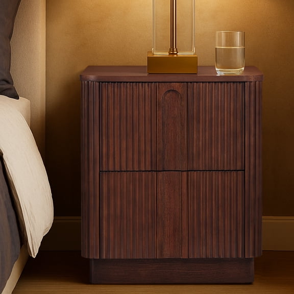 Teamson Home Potomac Modern 2-Drawer Nightstand with Push-to-Open Storage, Rounded Corner & Solid Wood Frame