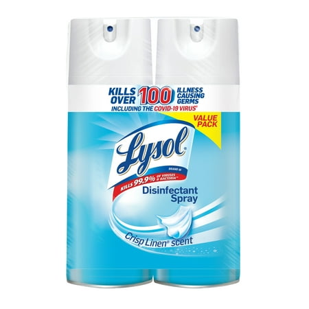 Lysol Disinfectant Spray, Crisp Linen, 25oz (2X12.5oz), Tested and Proven to Kill COVID-19 Virus, Packaging May Vary​