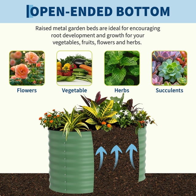 AKDSteel 2 Pcs Raised Garden Beds Outdoor, Deep Planter Box Kit With Tool-Free And Easy Assembly For Outdoor Plants