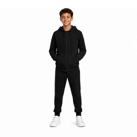 Quad Seven Boys Fleece Jogger Set Cozy Soft Basic Solid Full Zip Hoodie and Sweatpants 4 Piece