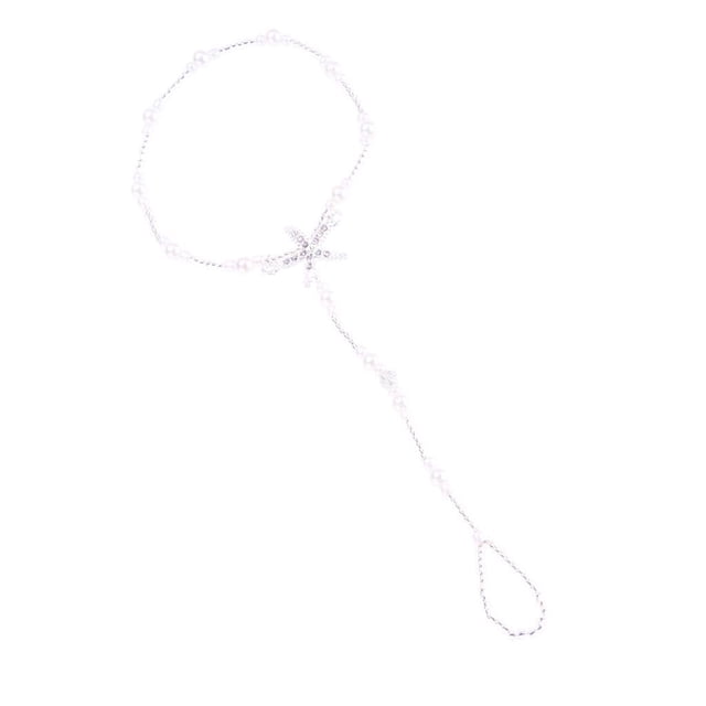 Tobillera Elástica Zulema Tobillera de estrella de mar de perlas blancas