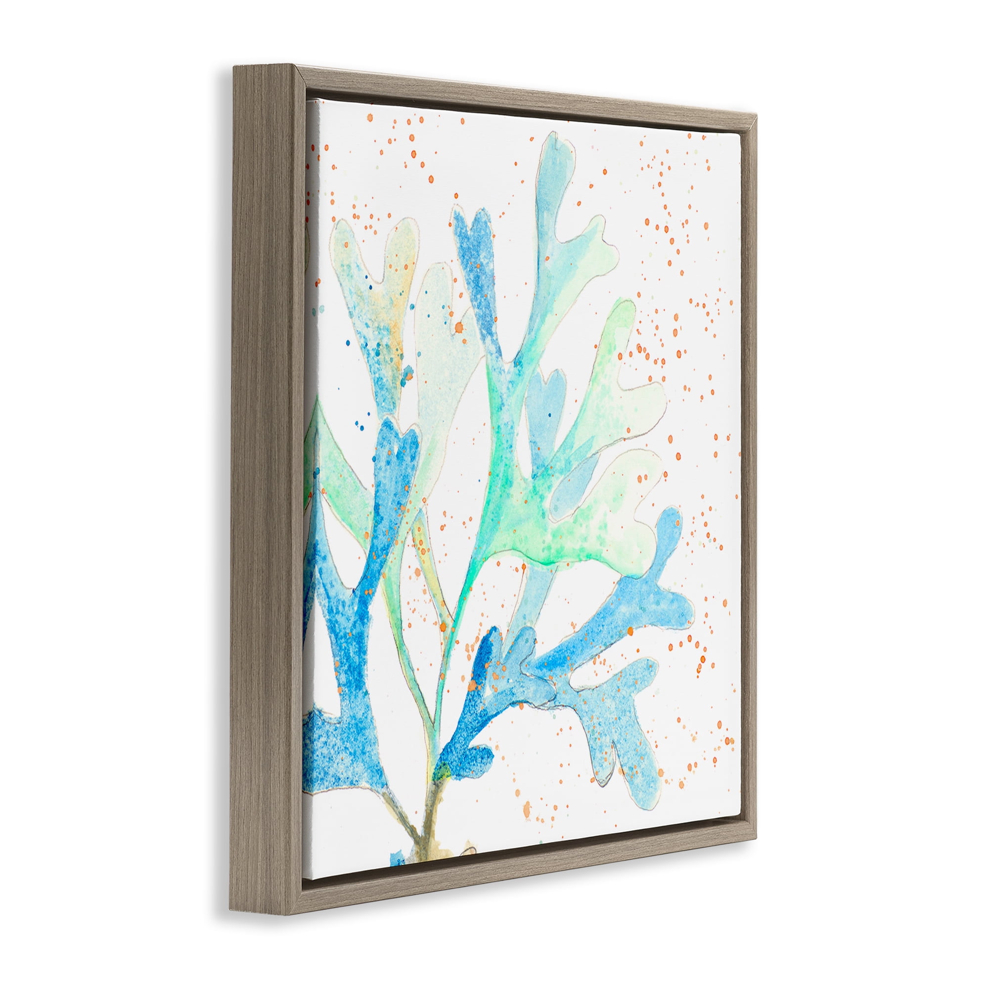 Stupell Industries Speckled Modern Coral Coastal Painting Brown Floater Framed Canvas Art Print Wall Art, 25 x 25