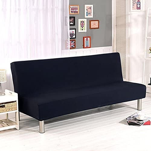Solid color stretch sofa covers protective cover without armrests, foldable and elastic sofa cover (black)