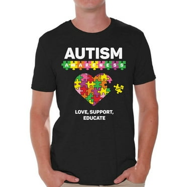 Awkward Styles Love Support Educate Autism Shirt for Men Autism Awareness Puzzle Shirt Men Autism Awareness Shirts Men's Autism T Shirt Autism Awareness Gifts for Him Autistic Pride Gifts