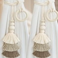 thumbnail image 3 of LShunze Farmhouse Curtain Holdbacks, Curtain Tiebacks Handmade Boho Decorative with Tassel Ropes Curtain Ties, Wood Bead Curtain Pull Back Curtain Holders for Home Hotel Drapery, 3 of 7