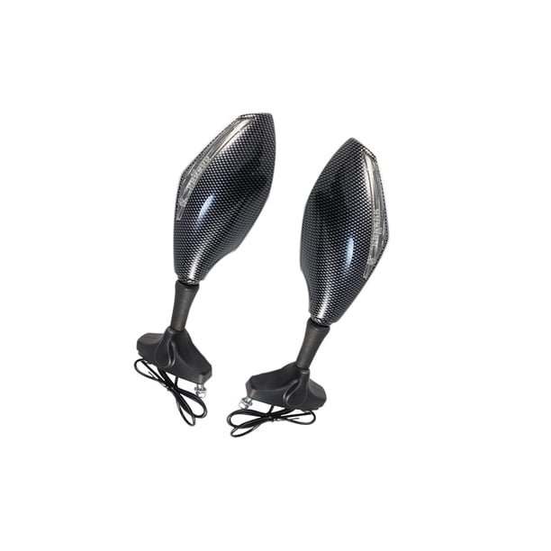 Espejo Retrovisor Para Motocicleta Luz Cálida Negro Motocicleta Led Intermitente Espejo 2 Uds Moyic VI008819-02