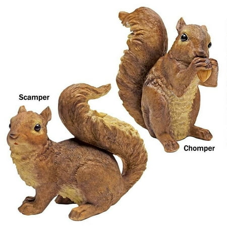 Design Toscano Outdoor Decor Scamper and Chomper the Woodland Squirrel Statues