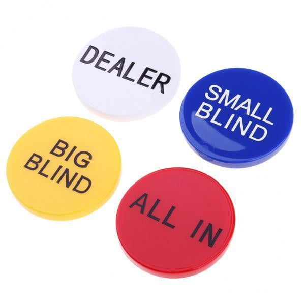 2x 4 Piezas Botón de Distribuidor dos cara Cuatro Señales DEALER Button para de Póker Texas Hugo Fichas de póquer del distribuidor