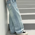 thumbnail image 4 of Cute Jeans for Teen Girls Baggy Jeans Kids Y2𝐊 Heart Distressed Jeans Elastic Waist Wide Leg Pants Baggy Denim Pants, 4 of 9