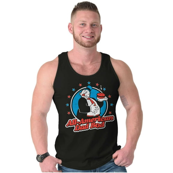 Vintage Cartoon All American Dad Bod Tank Top Sleeveless Tee Men Brisco Brands X