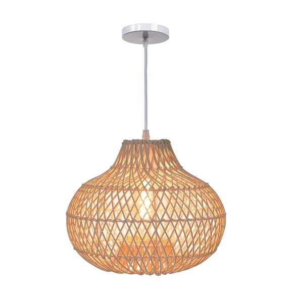 Hollymoon Rattan Pendant Light,, Farmhouse Natural Raindrop Basket Ceiling Light for Dining Room Kitchen Island Bedroom Living Room