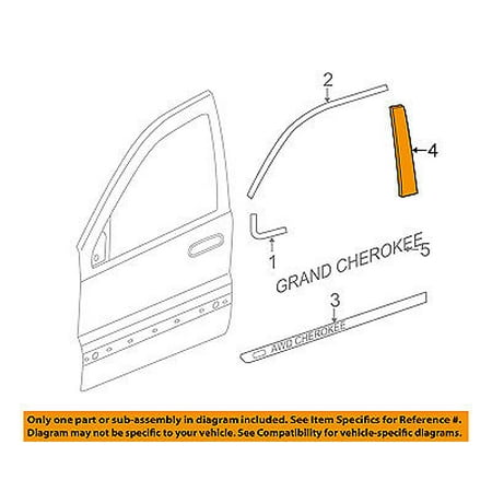 Jeep Chrysler Oem Grand Cherokee Front Door Applique Window Trim