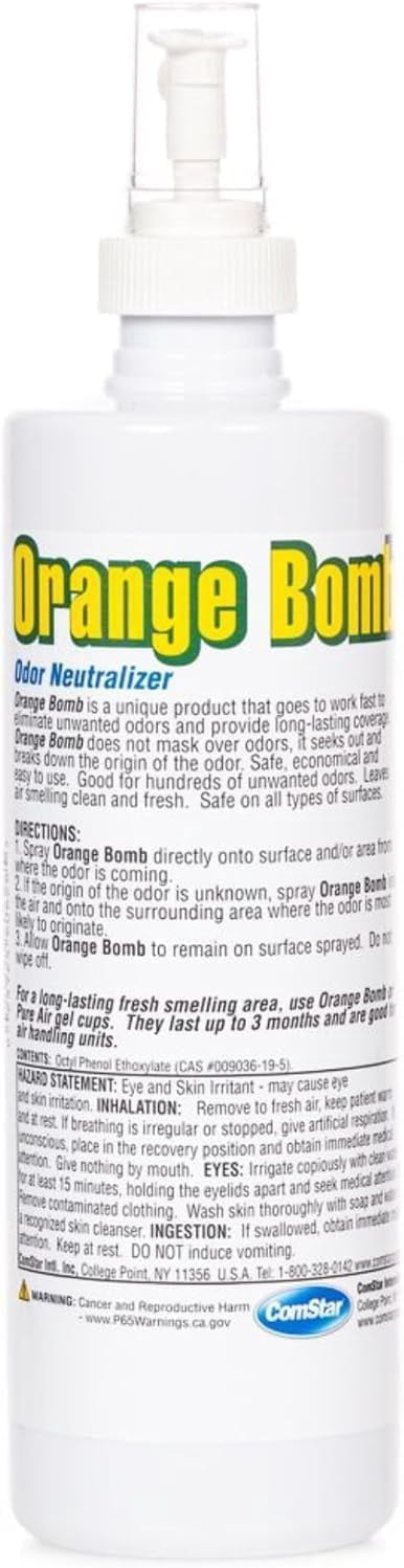 ComStar Orange Bomb Spray,16 Ounces, Odor Neutralizer, Fast-Acting, Long-Lasting Scent, Eliminates Unwanted Odors from HVACR Systems, Freshens Air in Homes, Offices & Vehicles (PACK OF 12)
